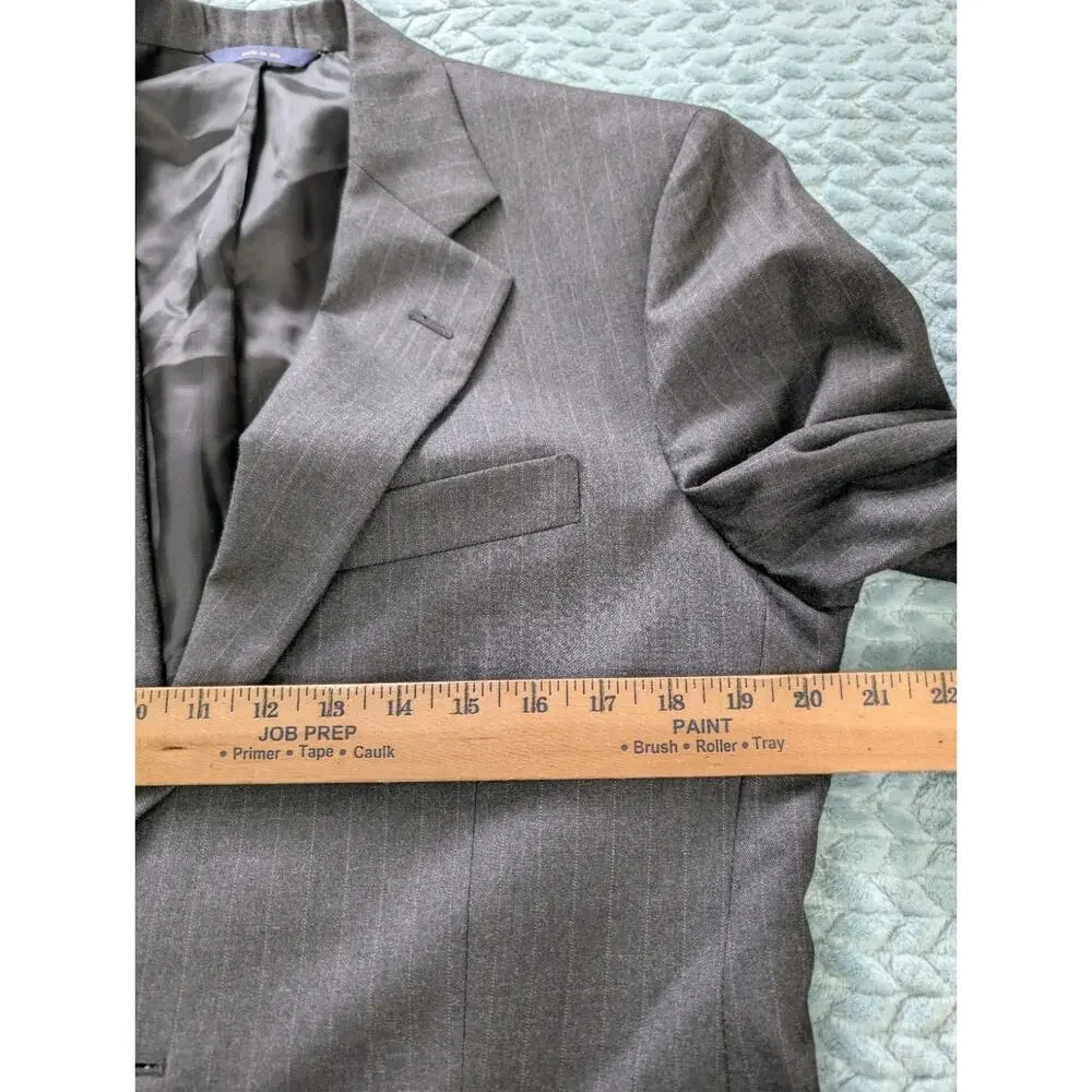 Brooks Brothers 1818 Madison 39R Windowpane Wool Blazer Gray Suit Jacket USA